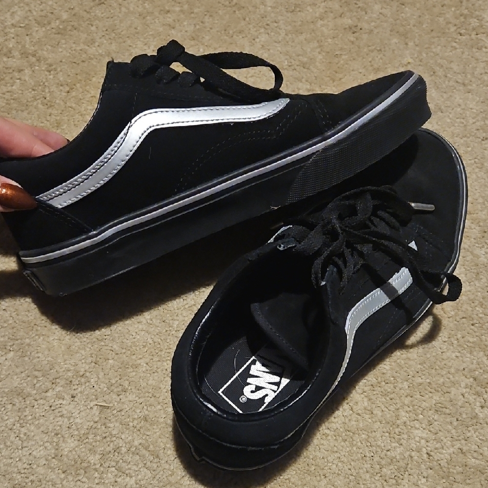 Classic Black and Silver Low Top Vans - Picture 9 of 10